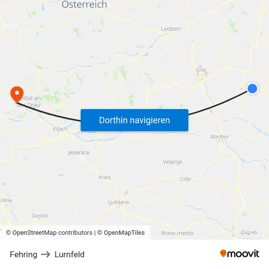 Fehring to Lurnfeld map