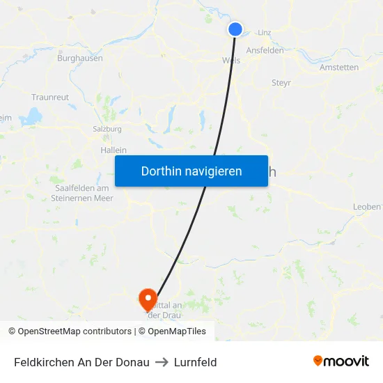 Feldkirchen An Der Donau to Lurnfeld map