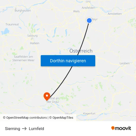 Sierning to Lurnfeld map