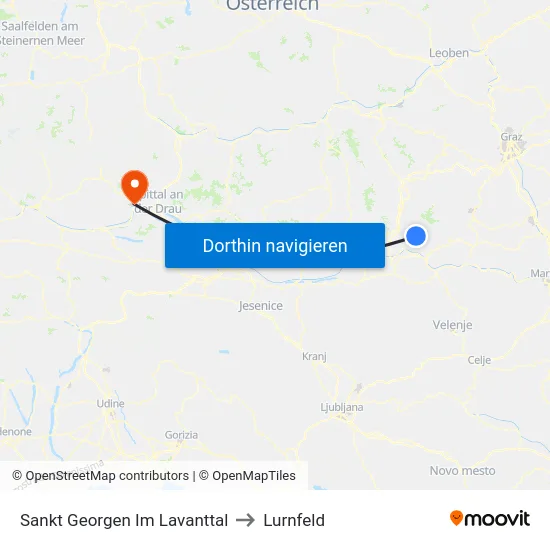 Sankt Georgen Im Lavanttal to Lurnfeld map