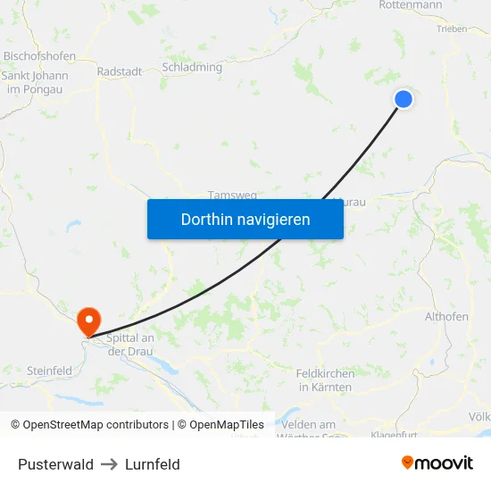 Pusterwald to Lurnfeld map
