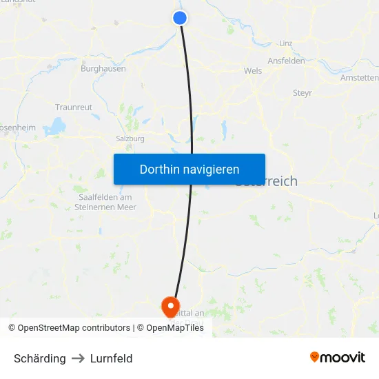 Schärding to Lurnfeld map