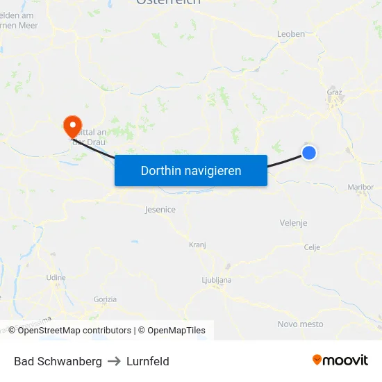 Bad Schwanberg to Lurnfeld map