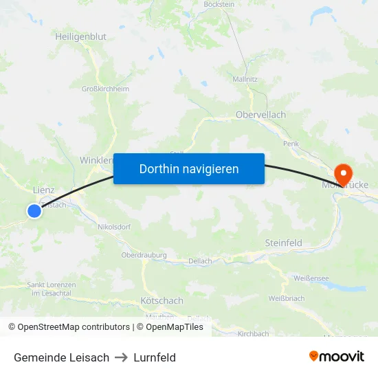 Gemeinde Leisach to Lurnfeld map