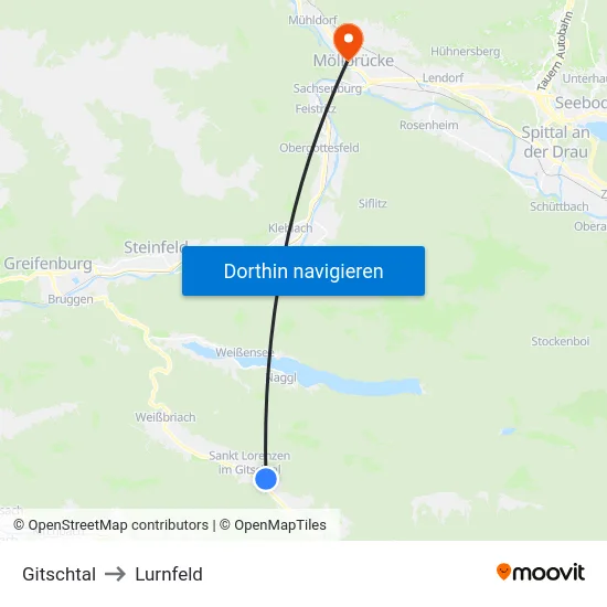 Gitschtal to Lurnfeld map