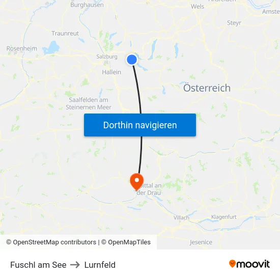 Fuschl am See to Lurnfeld map