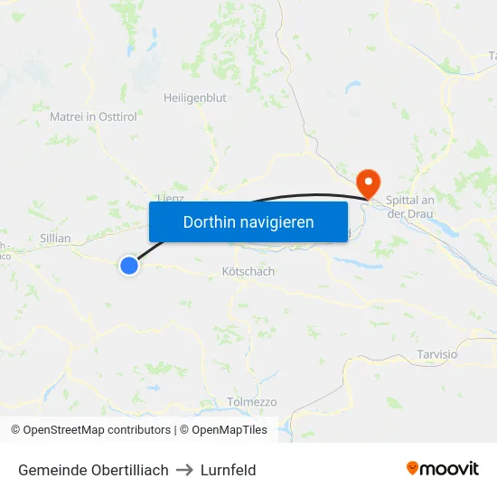 Gemeinde Obertilliach to Lurnfeld map