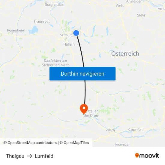 Thalgau to Lurnfeld map