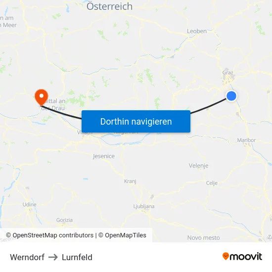 Werndorf to Lurnfeld map