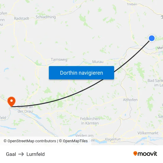 Gaal to Lurnfeld map