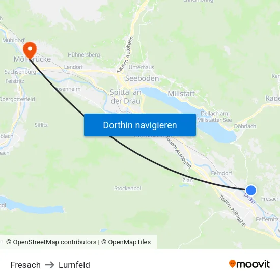 Fresach to Lurnfeld map