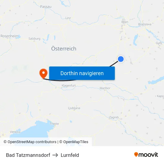 Bad Tatzmannsdorf to Lurnfeld map