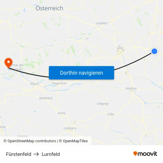 Fürstenfeld to Lurnfeld map