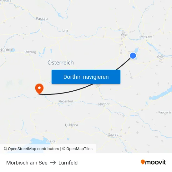 Mörbisch am See to Lurnfeld map