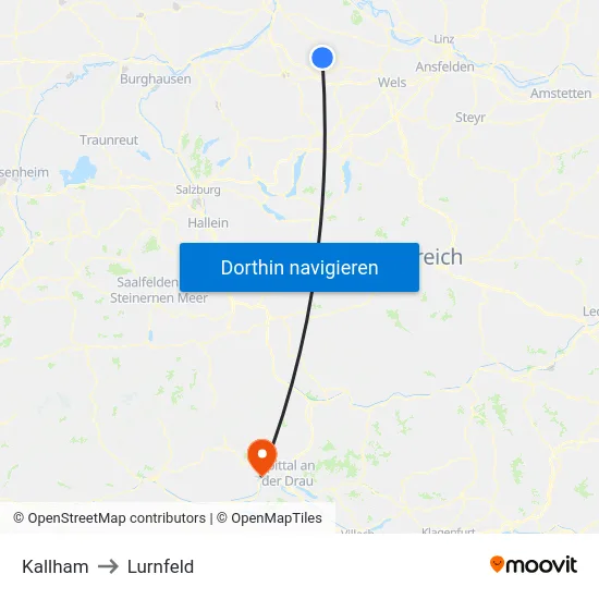 Kallham to Lurnfeld map