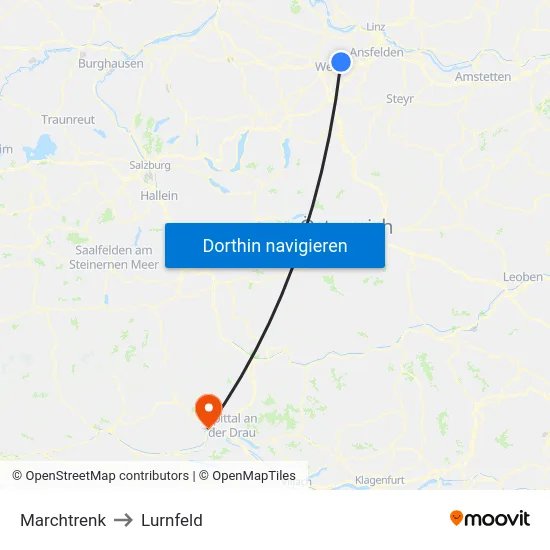 Marchtrenk to Lurnfeld map