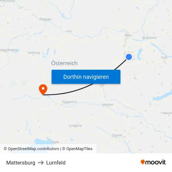 Mattersburg to Lurnfeld map