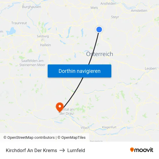 Kirchdorf An Der Krems to Lurnfeld map