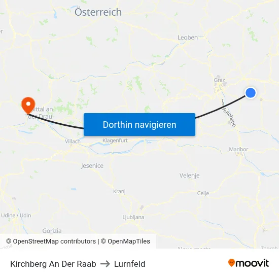 Kirchberg An Der Raab to Lurnfeld map