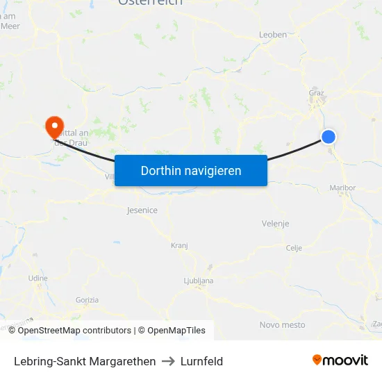 Lebring-Sankt Margarethen to Lurnfeld map