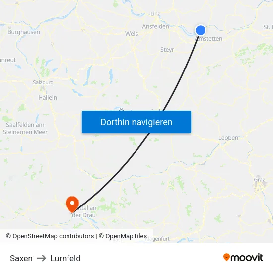Saxen to Lurnfeld map