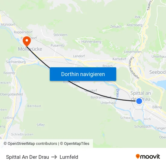 Spittal An Der Drau to Lurnfeld map