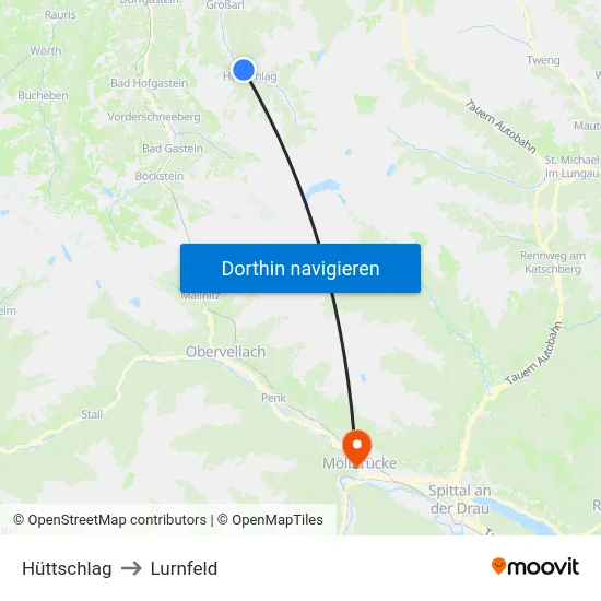Hüttschlag to Lurnfeld map
