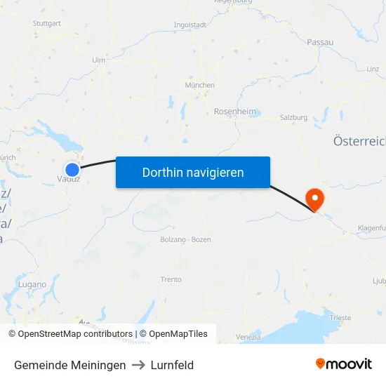 Gemeinde Meiningen to Lurnfeld map