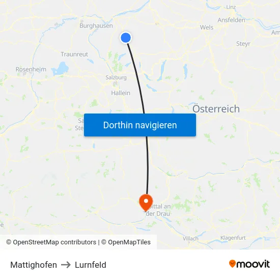 Mattighofen to Lurnfeld map