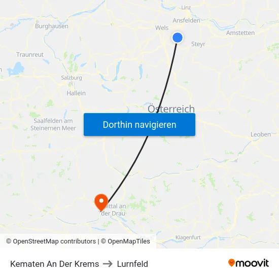Kematen An Der Krems to Lurnfeld map
