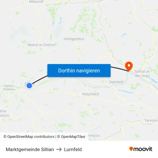 Marktgemeinde Sillian to Lurnfeld map