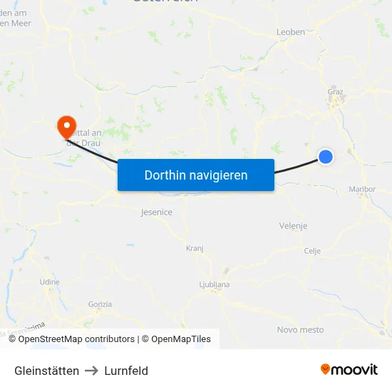 Gleinstätten to Lurnfeld map