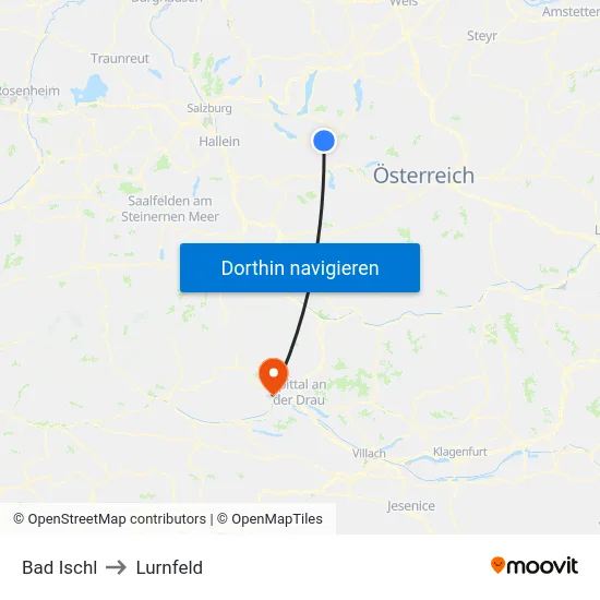 Bad Ischl to Lurnfeld map
