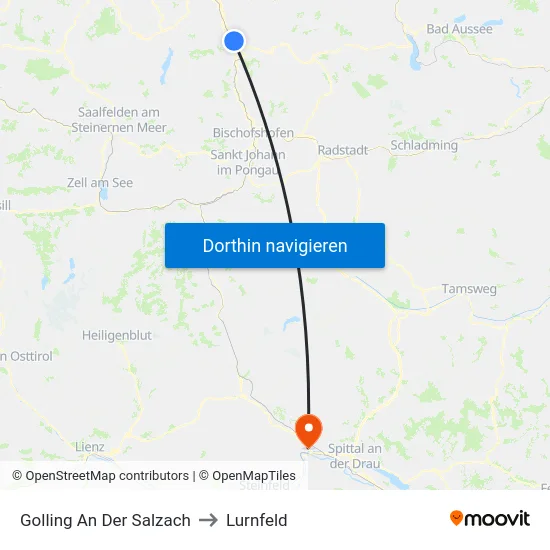 Golling An Der Salzach to Lurnfeld map