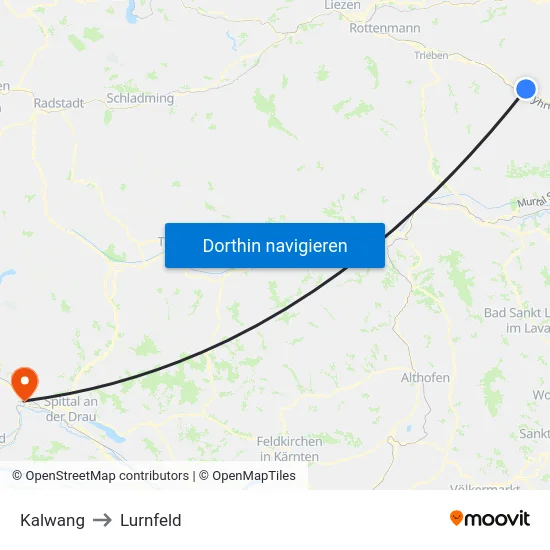Kalwang to Lurnfeld map