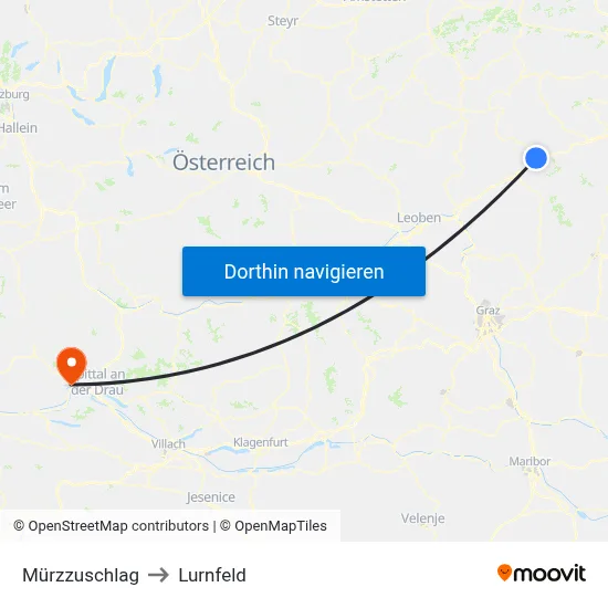 Mürzzuschlag to Lurnfeld map