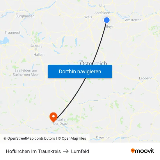Hofkirchen Im Traunkreis to Lurnfeld map