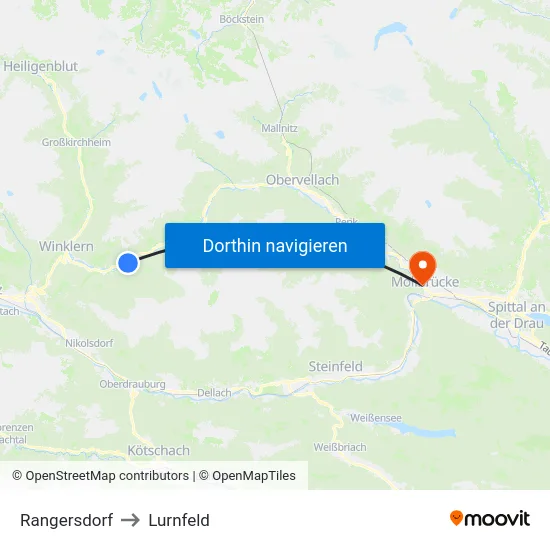 Rangersdorf to Lurnfeld map