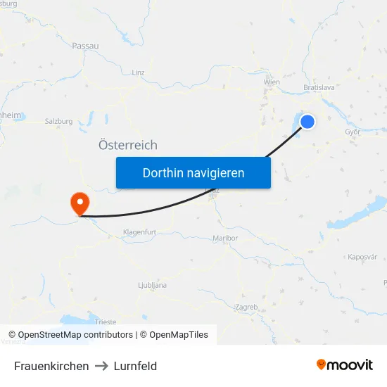 Frauenkirchen to Lurnfeld map