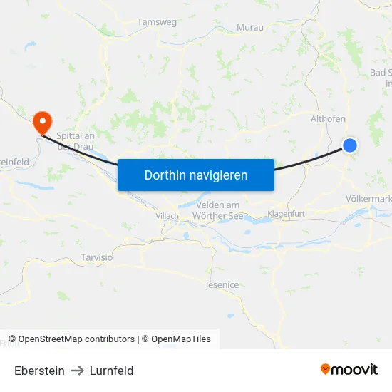 Eberstein to Lurnfeld map