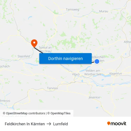 Feldkirchen In Kärnten to Lurnfeld map