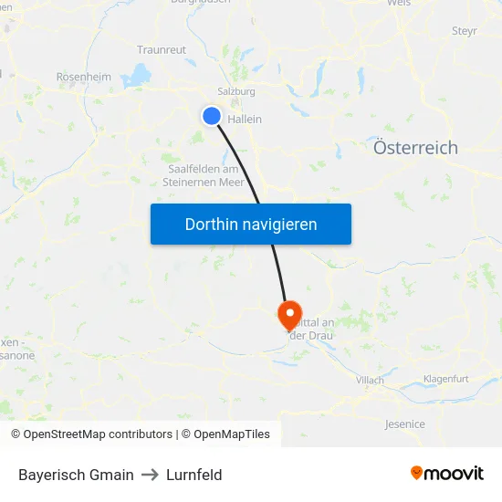 Bayerisch Gmain to Lurnfeld map