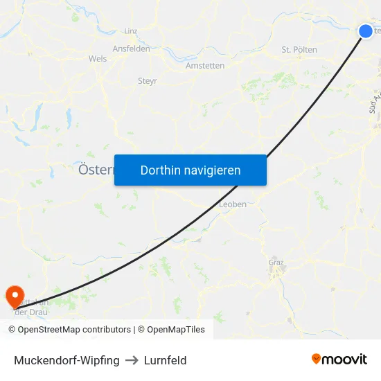 Muckendorf-Wipfing to Lurnfeld map