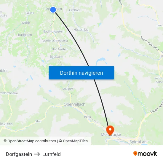 Dorfgastein to Lurnfeld map
