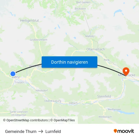 Gemeinde Thurn to Lurnfeld map