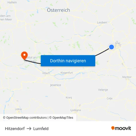 Hitzendorf to Lurnfeld map
