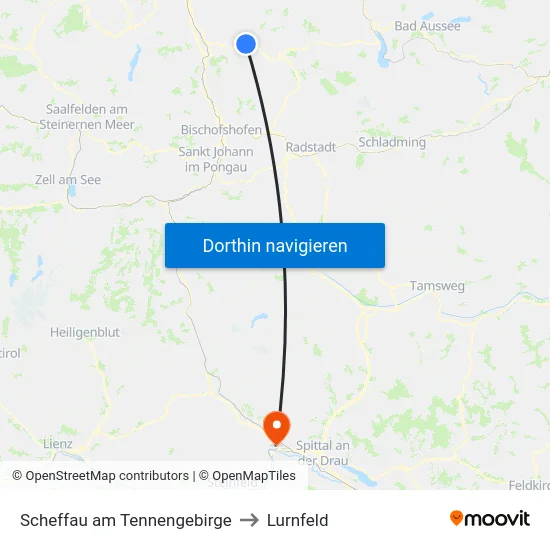 Scheffau am Tennengebirge to Lurnfeld map