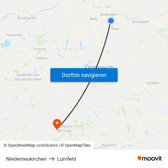 Niederneukirchen to Lurnfeld map
