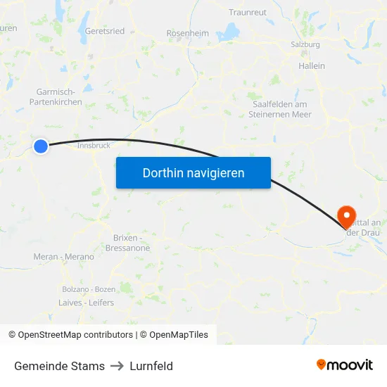 Gemeinde Stams to Lurnfeld map