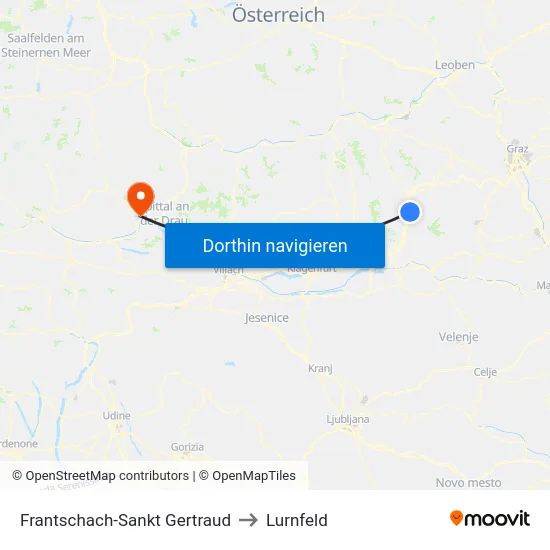 Frantschach-Sankt Gertraud to Lurnfeld map